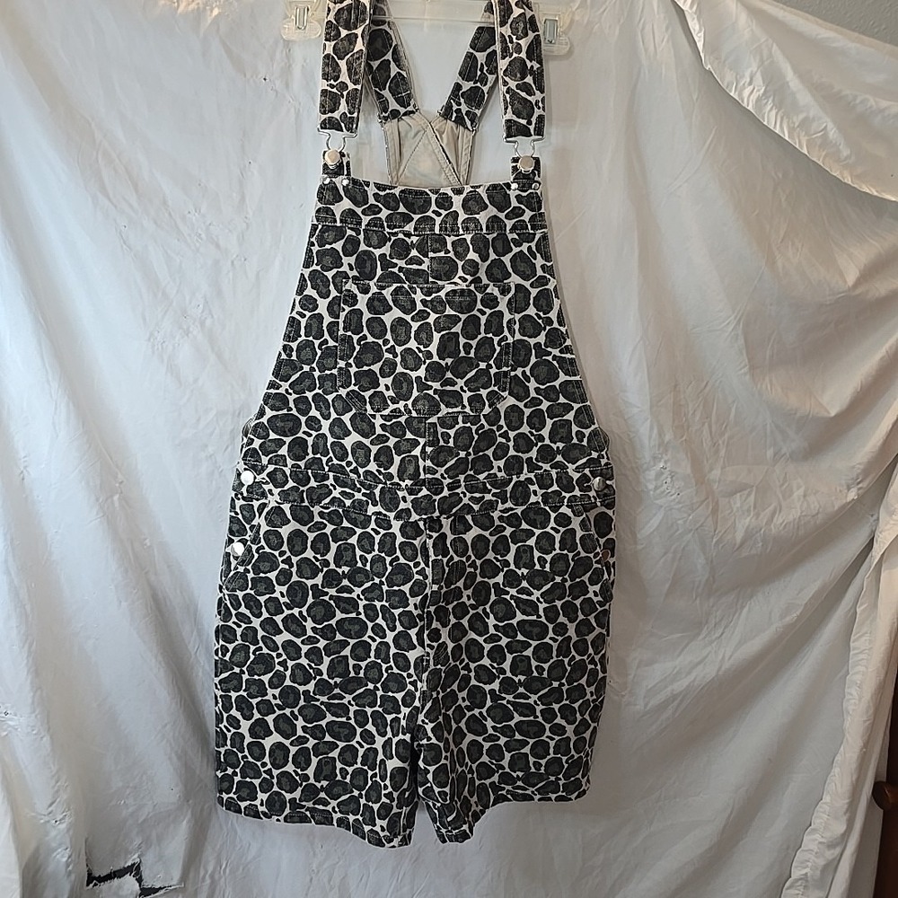 Asos Denim Leopard All Over Print Shortalls Tag Says To Fit Waist 32" Festival